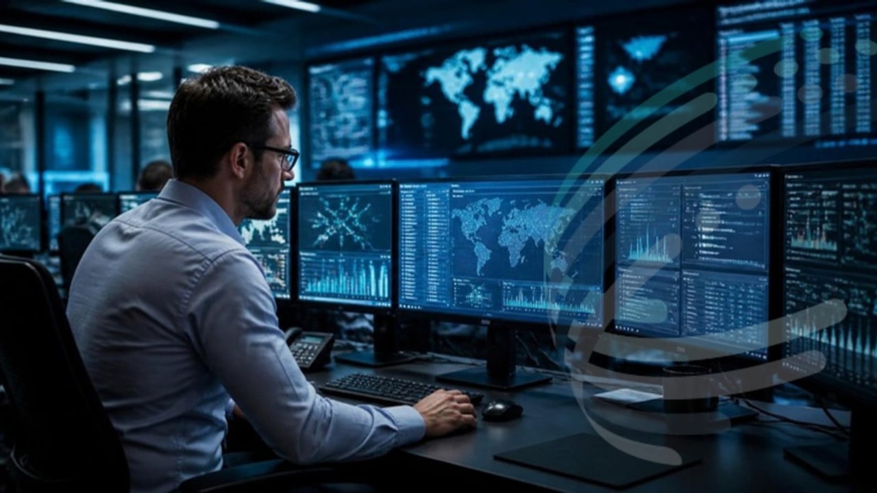 Security analyst reviewing threat dashboards